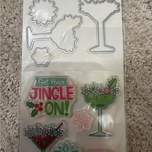 Get Your Jingle On  Stamp and Die Set - Green & Pink